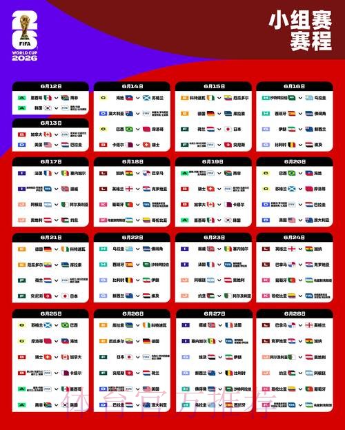 2026世界杯小组赛赛程完整版实时赛程怎么查