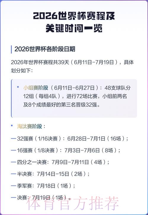 2026世界杯每日赛程今日最新时间表查询入口